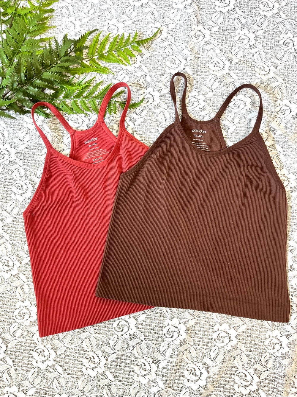Pair of Ododos Ribbed Halter Tank Tops XL